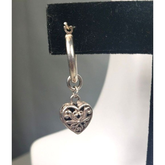 Stirling Silver 925 Lapis Heart Shaped Blue Gemstone Small Hoop Earrings - Picture 7 of 13